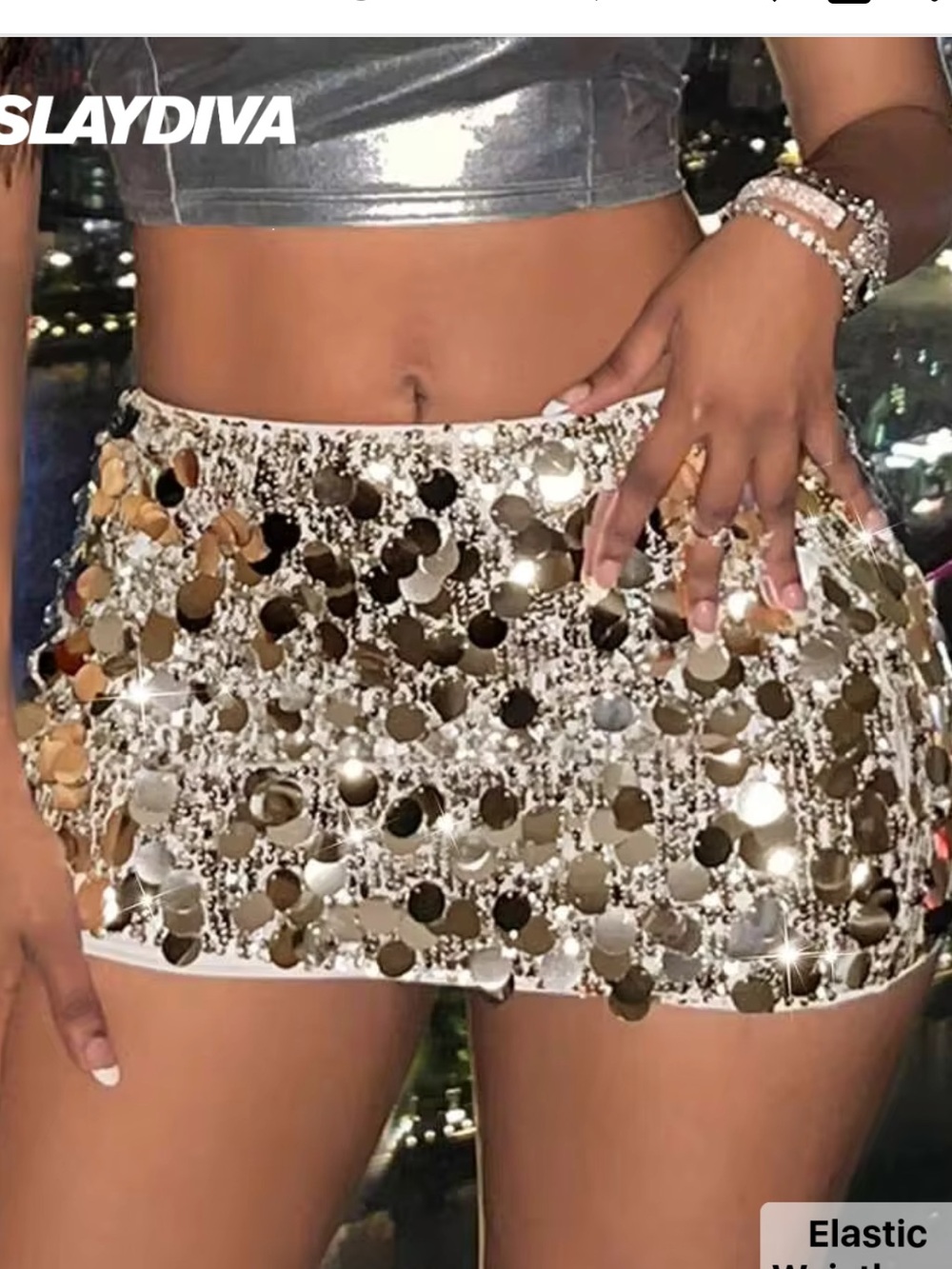 Gold mini skirt